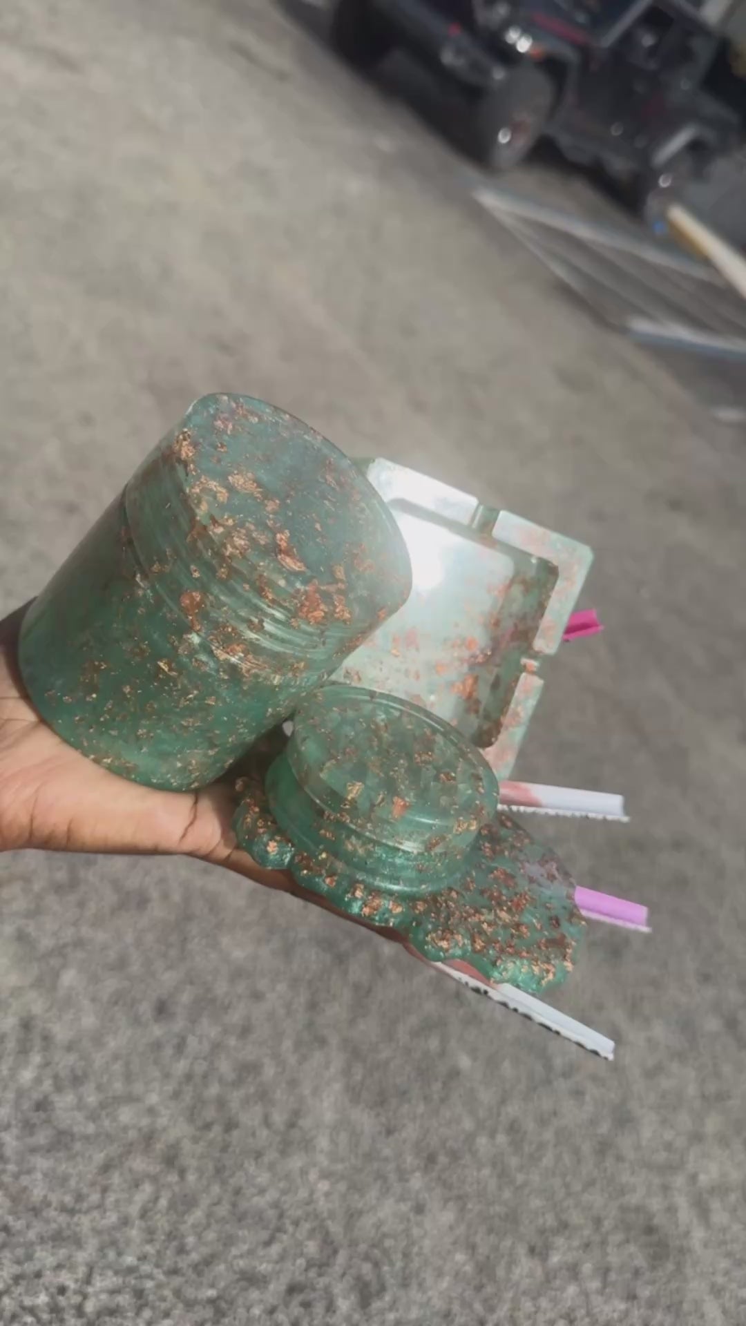 Mint green Rose gold set Stash Jar With Matching Lighter Cover ,matching herb Grinder an matching Roling tray , matching ashtray