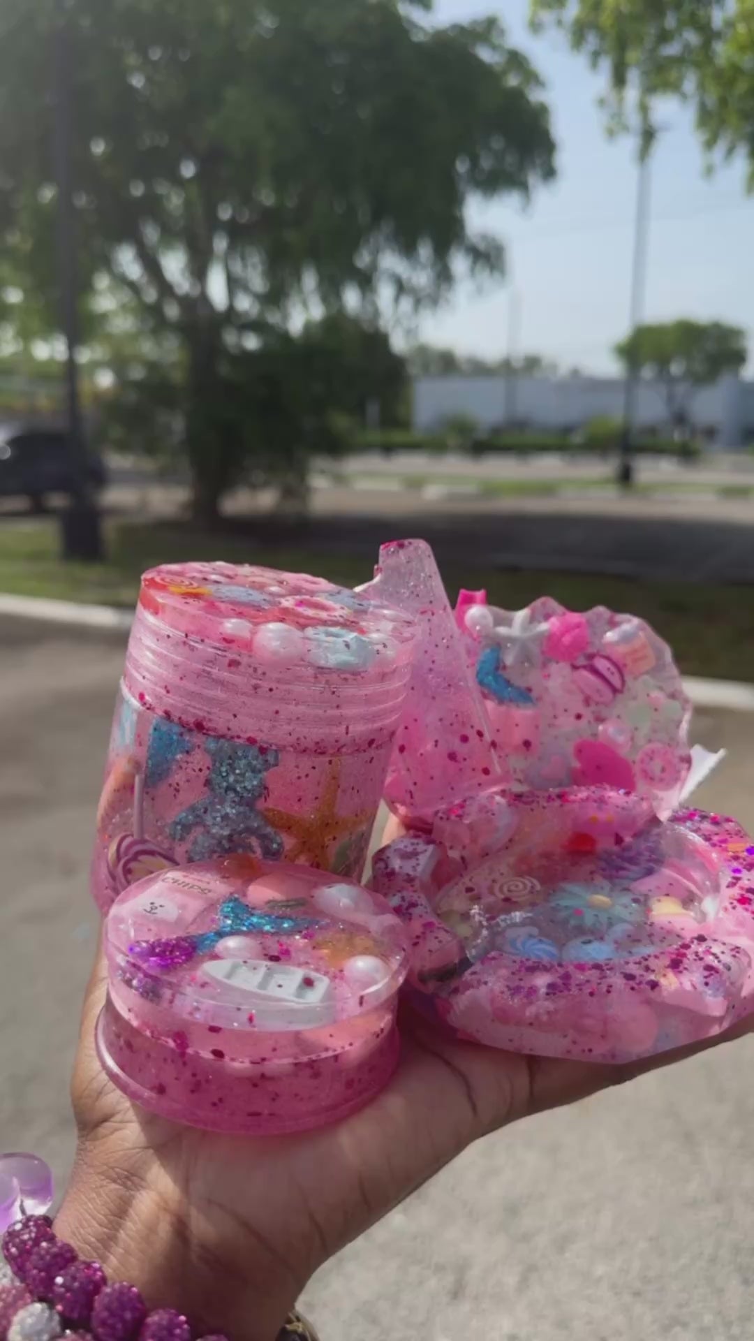 Pink UTopia world , set Stash Jar With Matching Lighter Cover ,matching herb Grinder an matching Roling tray , matching ashtray